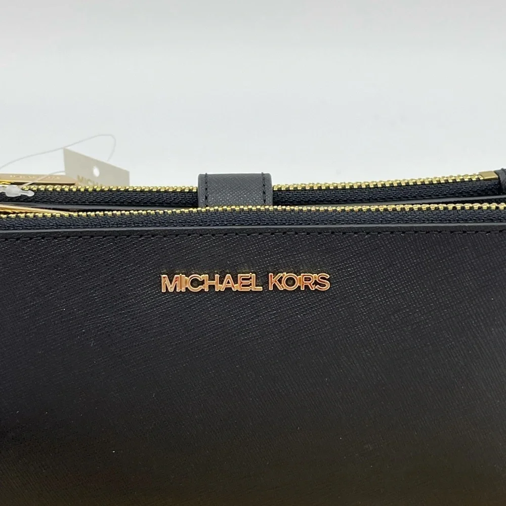 Michael Kors Large Double Zip Wallet Wristlet Black - Picture 4 of 10